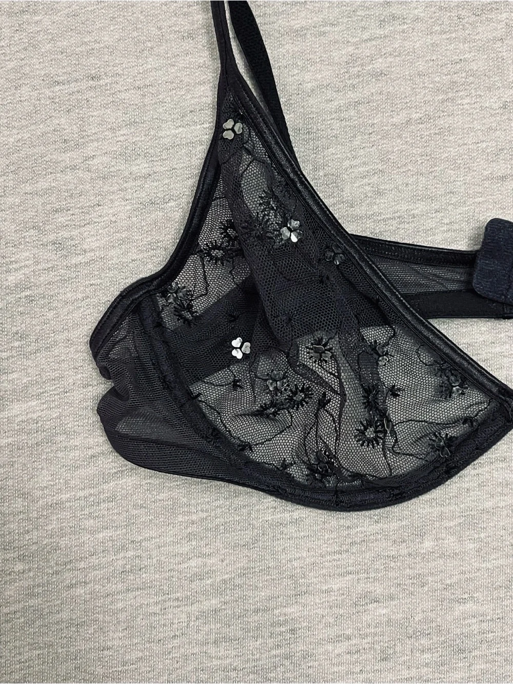 Victoria Secret Sheer Floral Embroidered Black Underwire Bra